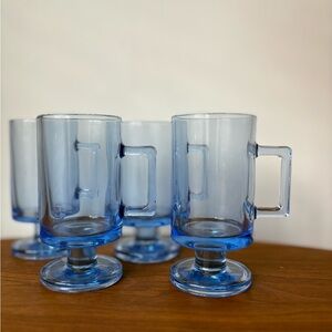 Stylish Blue Glass Mug Set